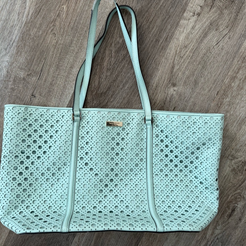 Kate Spade Light Green Eyelet Tote